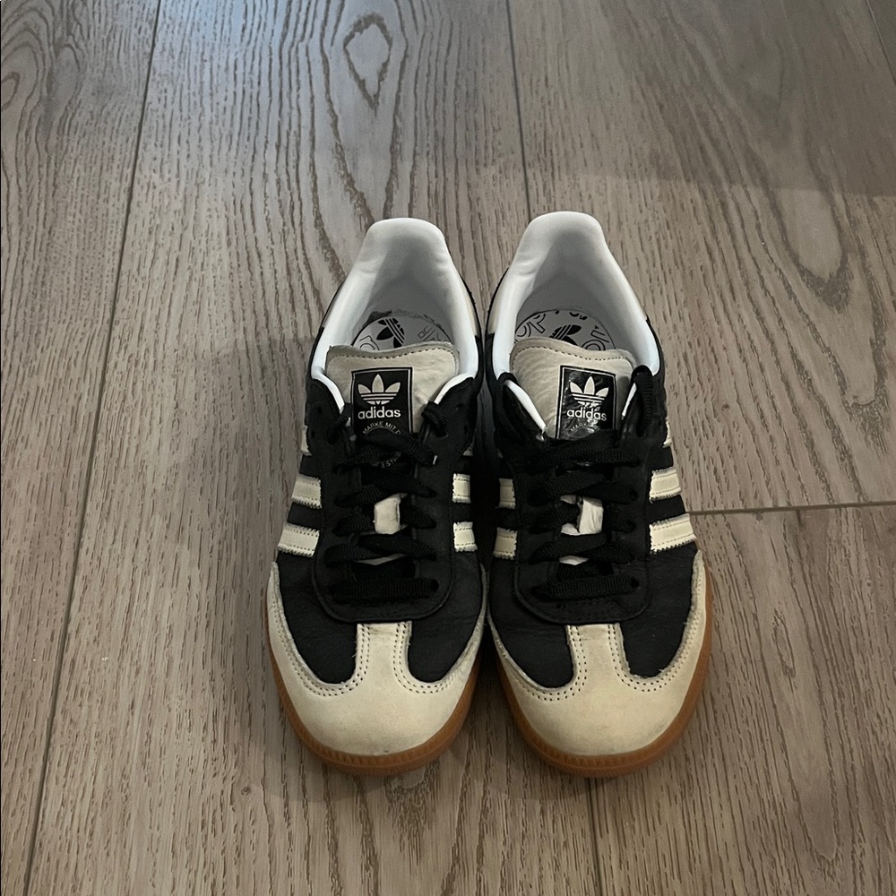 Adidas Black and Cream Classic Sneakers